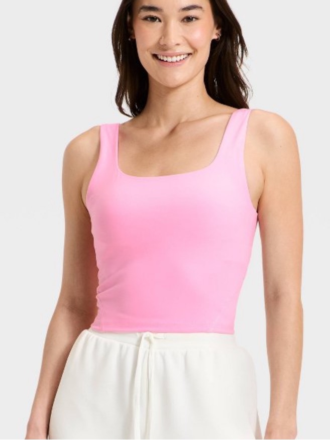 All In Motion Pink Square Neck Crop Tank 5